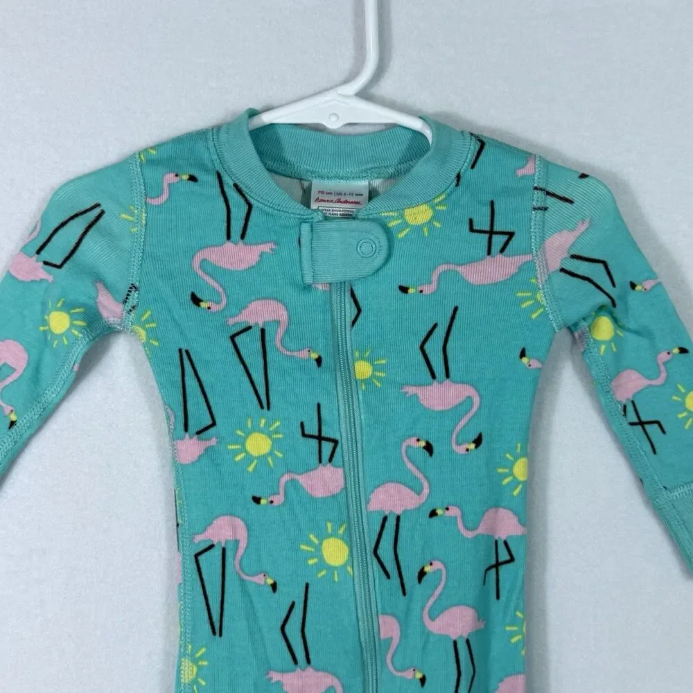 Hanna Andersson Turquoise Blue Flamingo Sunshine Zip Up Sleeper Size 70 US 6-12M